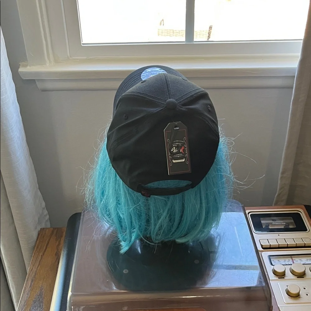 Black Cap with Blue Wig